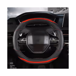 Car Steering Wheel Cover For Peugeot 3008 4008 5008 Carbon Fiber Two-Color - black