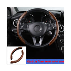 1Pair Car Steering Wheel Cover Carbon Fiber Non-slip For Mercedes Benz - Brown coffee color