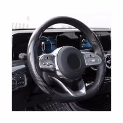 1Pair Car Steering Wheel Cover Carbon Fiber Non-slip For Mercedes Benz - Brown coffee color