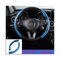 1Pair Car Steering Wheel Cover Carbon Fiber Non-slip For Mercedes Benz - Light blue