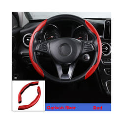 1Pair Car Steering Wheel Cover Carbon Fiber Non-slip For Mercedes Benz - Red