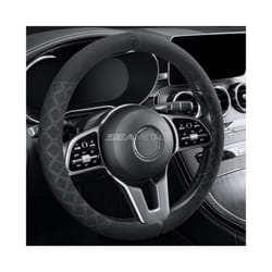 Suede Car Steering Wheel Cover 38cm Universal Fur Steer Wheel Protector - Black