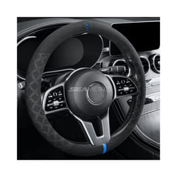 Suede Car Steering Wheel Cover 38cm Universal Fur Steer Wheel Protector - Blue