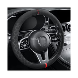 Suede Car Steering Wheel Cover 38cm Universal Fur Steer Wheel Protector - Red