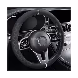 Suede Car Steering Wheel Cover 38cm Universal Fur Steer Wheel Protector - White