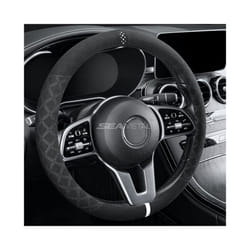 Suede Car Steering Wheel Cover 38cm Universal Fur Steer Wheel Protector - White