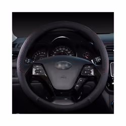 Leather Sport Car Steering Wheel Cover leather braid on the steering wheel - Black
