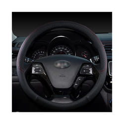 Leather Sport Car Steering Wheel Cover leather braid on the steering wheel - Black