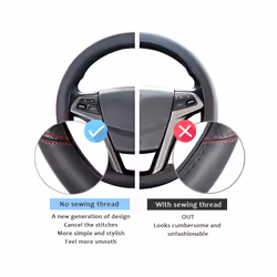 Leather Sport Car Steering Wheel Cover leather braid on the steering wheel - Black