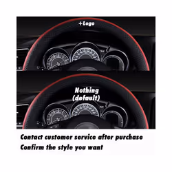 Leather Sport Car Steering Wheel Cover leather braid on the steering wheel - Black