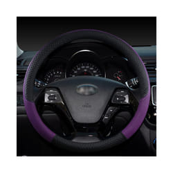 Leather Sport Car Steering Wheel Cover leather braid on the steering wheel - Purple