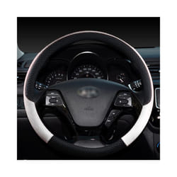 Leather Sport Car Steering Wheel Cover leather braid on the steering wheel - White