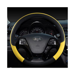 Leather Sport Car Steering Wheel Cover leather braid on the steering wheel - Yellow