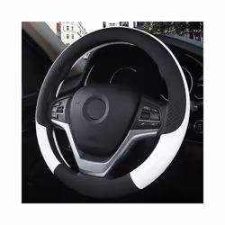 Leather Car Steering Wheel Cover fun volante  for Volkswagen VW T4 T5 - White