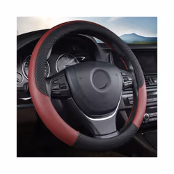 Leather Car Steering Wheel Cover fun volante for Volkswagen VW T4 T5 - Wine red