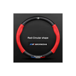 ) 3D Embossing Carbon fiber leather Car steering wheel cover For HONDA Accord - Round Red(38cm