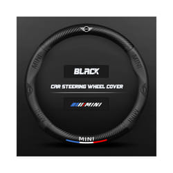 Carbon Fiber Auto Steering Wheel Cover for Mini One JCW Countryman Cooper - O Black