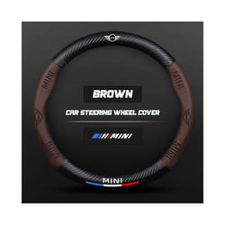 Carbon Fiber Auto Steering Wheel Cover for Mini One JCW Countryman Cooper - O Brown
