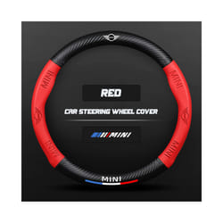 Carbon Fiber Auto Steering Wheel Cover for Mini One JCW Countryman Cooper - O Red