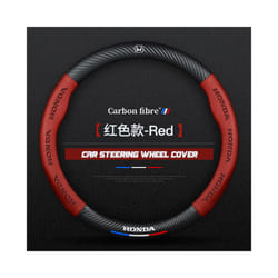 Carbon Fiber Car Steering Wheel Cover for Honda Fit Accord 8 Civic Jazz - O Red