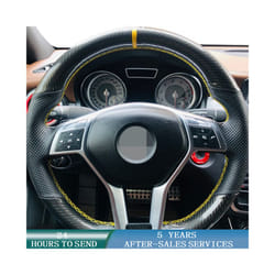 Car Steering Wheel Cover Leather Carbon Fiber Braid Car Accessories For - Black Thread