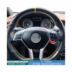 Car Steering Wheel Cover Leather Carbon Fiber Braid Car Accessories For - Blue Thread
