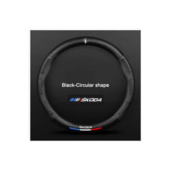 Carbon Fiber Leather Car Steering Wheel Cover For Skoda Octavia A7 Kodiaq - Black Round