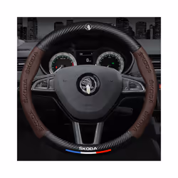 Carbon Fiber Leather Car Steering Wheel Cover For Skoda Octavia A7 Kodiaq - D type carbon fibre