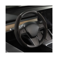 Car Steering Wheel Cover for Tesla Model 3 Model Y Suede Ultra-thin Sweat - Black-38cm