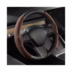 Car Steering Wheel Cover for Tesla Model 3 Model Y Suede Ultra-thin Sweat - Brown-38cm