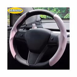 Car Steering Wheel Cover for Tesla Model 3 Model Y Suede Ultra-thin Sweat - Brown-38cm