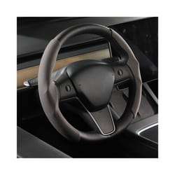 Car Steering Wheel Cover for Tesla Model 3 Model Y Suede Ultra-thin Sweat - Grey-38cm