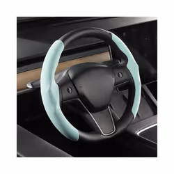 Car Steering Wheel Cover for Tesla Model 3 Model Y Suede Ultra-thin Sweat - Light Blue-38cm