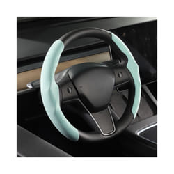 Car Steering Wheel Cover for Tesla Model 3 Model Y Suede Ultra-thin Sweat - Light Blue-38cm