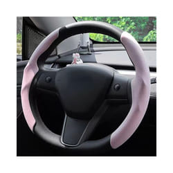 Car Steering Wheel Cover for Tesla Model 3 Model Y Suede Ultra-thin Sweat - Pink-38cm