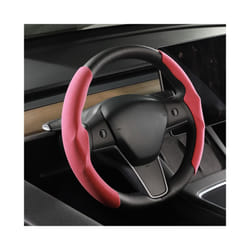 Car Steering Wheel Cover for Tesla Model 3 Model Y Suede Ultra-thin Sweat - Red-38cm