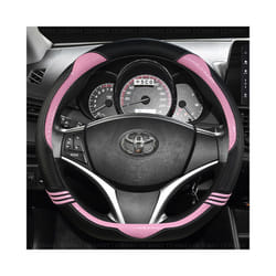 37-38CM Car Steering Wheel Cover Non-slip PU Leather for Toyota Corolla - D Shape-Pink