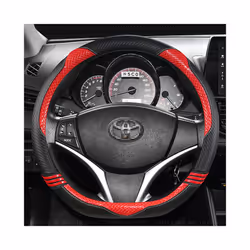 37-38CM Car Steering Wheel Cover Non-slip PU Leather for Toyota Corolla - D Shape-Red