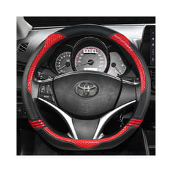37-38CM Car Steering Wheel Cover Non-slip PU Leather for Toyota Corolla - D Shape-Red