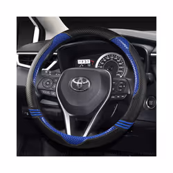 37-38CM Car Steering Wheel Cover Non-slip PU Leather for Toyota Corolla - D Shape-Red
