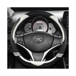 37-38CM Car Steering Wheel Cover Non-slip PU Leather for Toyota Corolla - D Shape-White