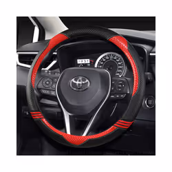 37-38CM Car Steering Wheel Cover Non-slip PU Leather for Toyota Corolla - O Shape-Red