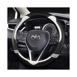 37-38CM Car Steering Wheel Cover Non-slip PU Leather for Toyota Corolla - O Shape-White