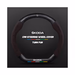 Carbon Fiber Car Steering Wheel Cover Alcantara for Skoda Octavia 2 1 - D Black