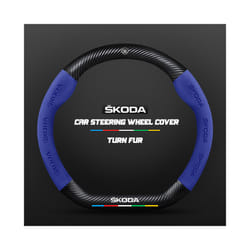 Carbon Fiber Car Steering Wheel Cover Alcantara for Skoda Octavia 2 1 - D Blue