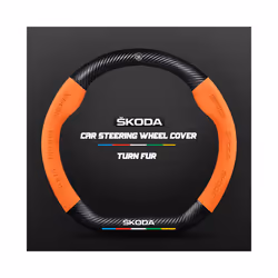 Carbon Fiber Car Steering Wheel Cover Alcantara for Skoda Octavia 2 1 - D Orange