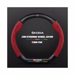 Carbon Fiber Car Steering Wheel Cover Alcantara for Skoda Octavia 2 1 - D Red