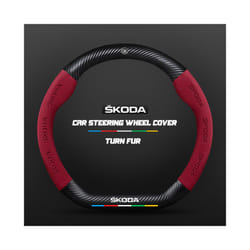 Carbon Fiber Car Steering Wheel Cover Alcantara for Skoda Octavia 2 1 - D Red