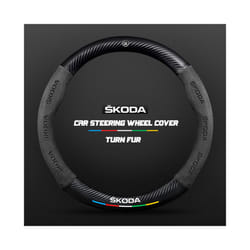 Carbon Fiber Car Steering Wheel Cover Alcantara for Skoda Octavia 2 1 - O Black