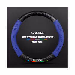 Carbon Fiber Car Steering Wheel Cover Alcantara for Skoda Octavia 2 1 - O Blue